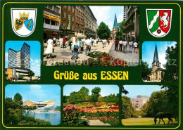 72654449 Essen Ruhr Fussgaengerzone Hochhaus Kirche Halle Park Essen - Essen