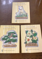 Korea Wooden Stamps 2020 Three Values MNH National Dog Flower Tree - Corea Del Nord