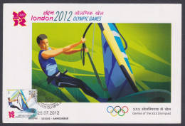 Inde India 2012 Maximum Max Card Olympic Games, Olympics Sport, Sports, Sailing, Sail Boat, Boating, Water - Lettres & Documents