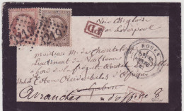 France Lettre De Deuil Avec Napoleon Laure 30c + 40c Rouen 1872 Pour Gabon Via Liverpool Avranches Lorient Quimper - Lettres & Documents