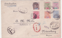 Gambia Registered Cover With 6 Tablet Values Victoria 31 DE 01 For Nurnberg Bayern - Gambia (...-1964)