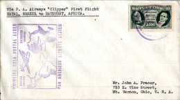 Brazil Cover Air Mail 1st Flight Natal Brazil To Bathurst To Mt Vernon Ohio USA 1941 - Gambie (...-1964)