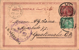 Egypt Postal Stationery 1895 Alexandria Cancellation For Guatemala - 1866-1914 Khedivato De Egipto