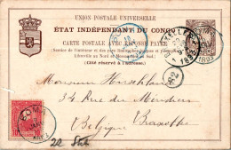 Congo Entier Postal + 10c Obli BOMA 1893 Pour Bruxelles - Interi Postali