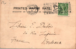 UK Printed Card With British Exhibition 1924 London Cancel For Bordeaux France - Macchine Per Obliterare (EMA)