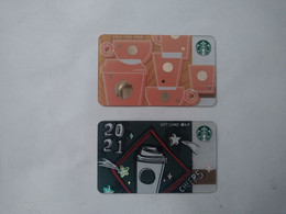 China Gift Cards, Starbucks,  2020 (2pcs) - Tarjetas De Regalo