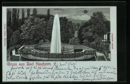 Mondschein-Lithographie Bad Nauheim, Besucher Am Sprudel  - Bad Nauheim