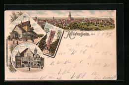 Lithographie Hildesheim, Rathaus Mit Aussichtsturm Auf Dem Galgenberg  - Hildesheim