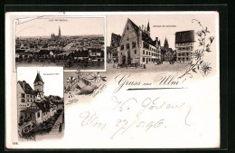 Lithographie Ulm, Rathaus Mit Brunnen Und Metzgerthurm  - Ulm