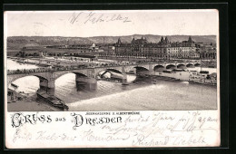Lithographie Dresden, Jägerkaserne Und Albertsbrücke  - Dresden