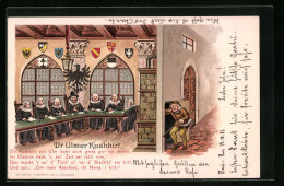 Lithographie Ulm, D`r Ulmer Kuahhirt Mit Wappen  - Ulm