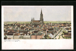 Lithographie Ulm, Totalansicht Aus Der Vogelschau  - Ulm