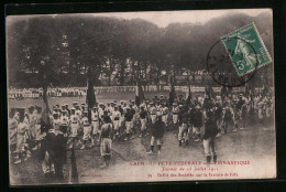 CPA Caen, Fete Federale De Gymnastique 1911 - Defile Des Societes Sur Le Terrain De Fete  - Caen