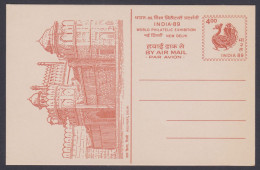 Inde India 1989 Mint Postcard World Philatelic Exhibition, Stamp, Red Fort, Delhi, Architecture, Monument, Muslim Mughal - Indien