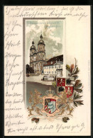 Passepartout-Lithographie Gössweinstein, Basilika Und Pfarrhaus, Wappen  - Autres & Non Classés