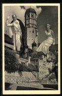 AK Dillingen, Fasching 1937, Prinz Seppr Von Birnmannien Und Prinzessin Trudl Von Stadtbergen, Fotomontage  - Karneval - Fasching