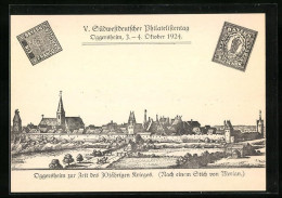 Künstler-AK Oggersheim, V. Südwestdeutscher Philatelistentag 1924, Teilansicht, PP 88 C 7 /01, Ganzsache  - Briefmarken (Abbildungen)