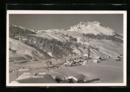 AK Lech Am Arlberg, Verschneiter Ort Mit Karhorn  - Autres & Non Classés