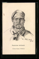 Künstler-AK Russischer Artillerist, Kriegsgefangener 1914  - Guerre 1914-18