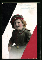 AK Mädchen In Uniform, Kinder Kriegspropaganda  - Guerre 1914-18