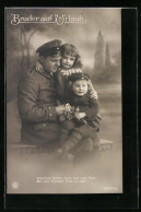 AK Bruder Auf Urlaub, Kleiner Bruder In Uniform, Kinder Kriegspropaganda  - Guerre 1914-18