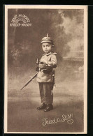 AK Kleiner Junge In Uniform Mit Fernglas - Feind In Sicht, Kinder Kriegspropaganda  - Guerre 1914-18