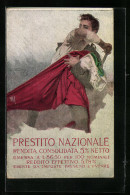 AK Prestito Nationale - Rendita Consolidata 5% Netto, Italienischer Soldat Mit Fahne, Kriegsanleihe  - War 1914-18