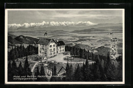 AK Badenweiler I. Bad. Schwarzwald, Hotel Und Pension Hochblauen Mit Alpenpanorama  - Badenweiler