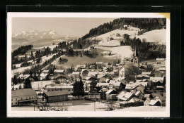 AK Oberstaufen I. Bayr. Allgäu, Winterliche Ortsansicht Mit Säntis  - Oberstaufen