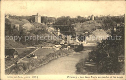 11755769 Fribourg FR Les Deux Ponts Suspendus Et Les Alpes Fribourg - Altri & Non Classificati