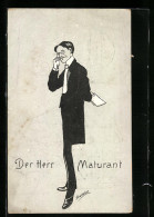 Künstler-AK Der Herr Maturant Mit Papier Und Zwicker  - Other & Unclassified