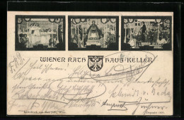 Künstler-AK Wien, Gasthaus Rathaus-Keller, Die Huldigung Der Jugend, König Bei Der Krönung 1898, Jungen Mit Fahnen  - Autres & Non Classés