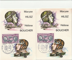 " HELENE BOUCHEZ / MARYSE HILSZ "  Sur Lot De 2 Cartes Maximum De 1972. N° YT PA 47. Parfait état. CM à Saisir !!! - Avions