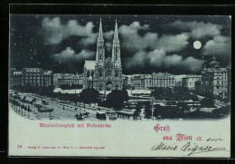 Mondschein-AK Wien, Maximiliansplatz Mit Votivkirche  - Other & Unclassified