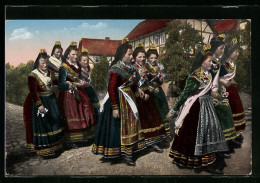 AK Gruppe Von Frauen In Hessischen Trachten  - Costumes