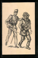 AK Deutscher Soldat Hält Russischen Gegner Im Nacken, Propaganda 1. Weltkrieg  - War 1914-18