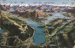 11736829 Zug ZG Panoramakarte Zuger See Vierwaldstaettersee Alpen Zug - Sonstige & Ohne Zuordnung