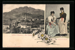 Cartolina Cortina D`Ampezzo, Panorama E Mte. Tofana, Ampezzaner Tracht  - Autres & Non Classés