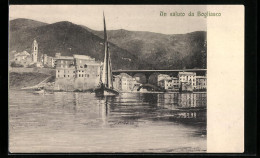Cartolina Bogliasco, Uferpartie Mit Segelboot  - Altri & Non Classificati