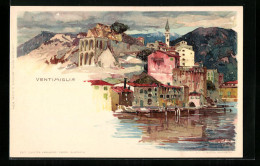Artista-Cartolina Manuel Wielandt: Ventimiglia, Ortsansicht  - Sonstige & Ohne Zuordnung