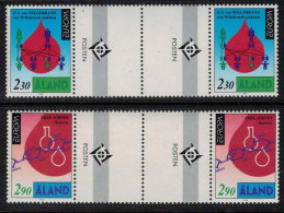 1994 Aland M 86 - 7 Europa Cept, Inventions & Discoveries Gutter Pairs W Emblem MNH. - Aland
