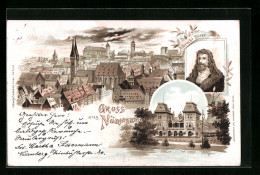 Lithographie Nürnberg, Ortsansicht Mit Albrecht Dürer  - Nürnberg