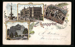 Lithographie Hannover, Ständehaus, Palmenhaus, Inneres Des Gasthof Palmengarten  - Hannover