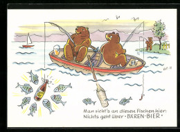 Künstler-AK Schwenningen A. Neckar, Brauerei-Werbung, Man Sieht`s An Diesen Fischen Hier: Nichts Geht über Bären-Bi  - Autres & Non Classés