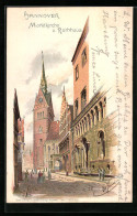Lithographie Hannover, Marktkirche Und Rathaus  - Hannover