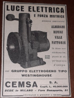 Pubblicità Cemsa, Gruppo Elettrogeno Westinghouse (1929) - Reclame