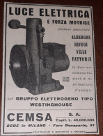 Pubblicità Cemsa, Gruppo Elettrogeno Westinghouse (1929) - Publicités