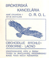 Czechoslovakia, Pre-Stamped Cover, MNH** - Águilas & Aves De Presa
