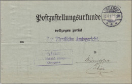Post Zustellurkunde Ebeleben 1911 Nach Königsee - Briefe U. Dokumente