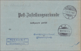 Postzustellurkunde Rudolstadt 1903 Nach Oberweißbach - Briefe U. Dokumente